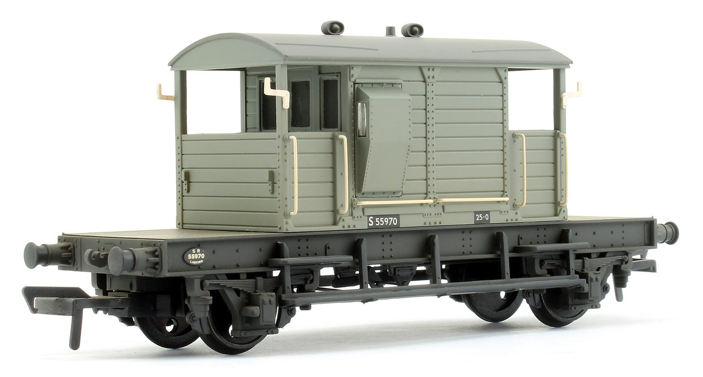 Pre-Owned SR 25T 'Pill Box' Brake Van Left-Hand Duckets BR Grey (Early) 55970 - Weathered