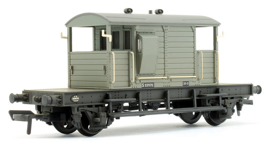 Pre-Owned SR 25T 'Pill Box' Brake Van Left-Hand Duckets BR Grey (Early) 55970 - Weathered