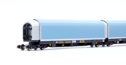 N/2mm 5-car Arbel WIA car carrier plain blue. Wagon number 85 70 4971 011-7