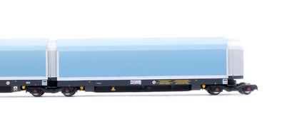 N/2mm 5-car Arbel WIA car carrier plain blue. Wagon number 85 70 4971 011-7