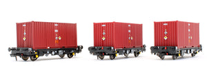 Pre-Owned Set of 3 PFA 2 Axle Container Flat Wagons - DRS LLNW - 2031 Container Pack 5