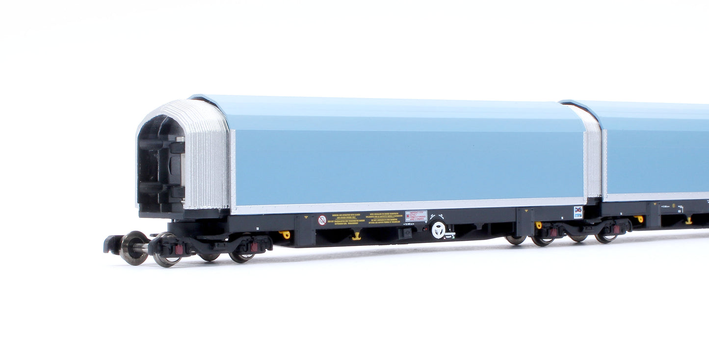 N/2mm 5-car Arbel WIA car carrier plain blue. Wagon number 85 70 4971 011-7