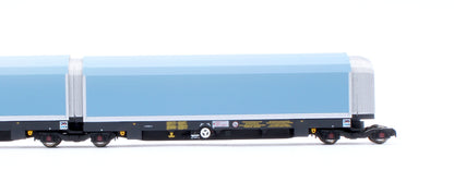 N/2mm 5-car Arbel WIA car carrier plain blue. Wagon number 85 70 4971 011-7