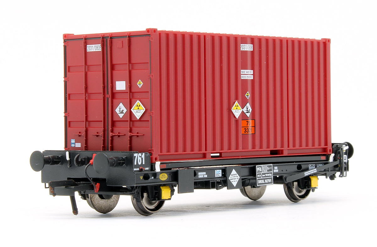 Pre-Owned Set of 3 PFA 2 Axle Container Flat Wagons - DRS LLNW - 2031 Container Pack 6