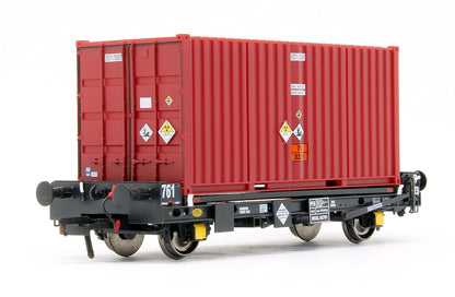 Pre-Owned Set of 3 PFA 2 Axle Container Flat Wagons - DRS LLNW - 2031 Container Pack 6
