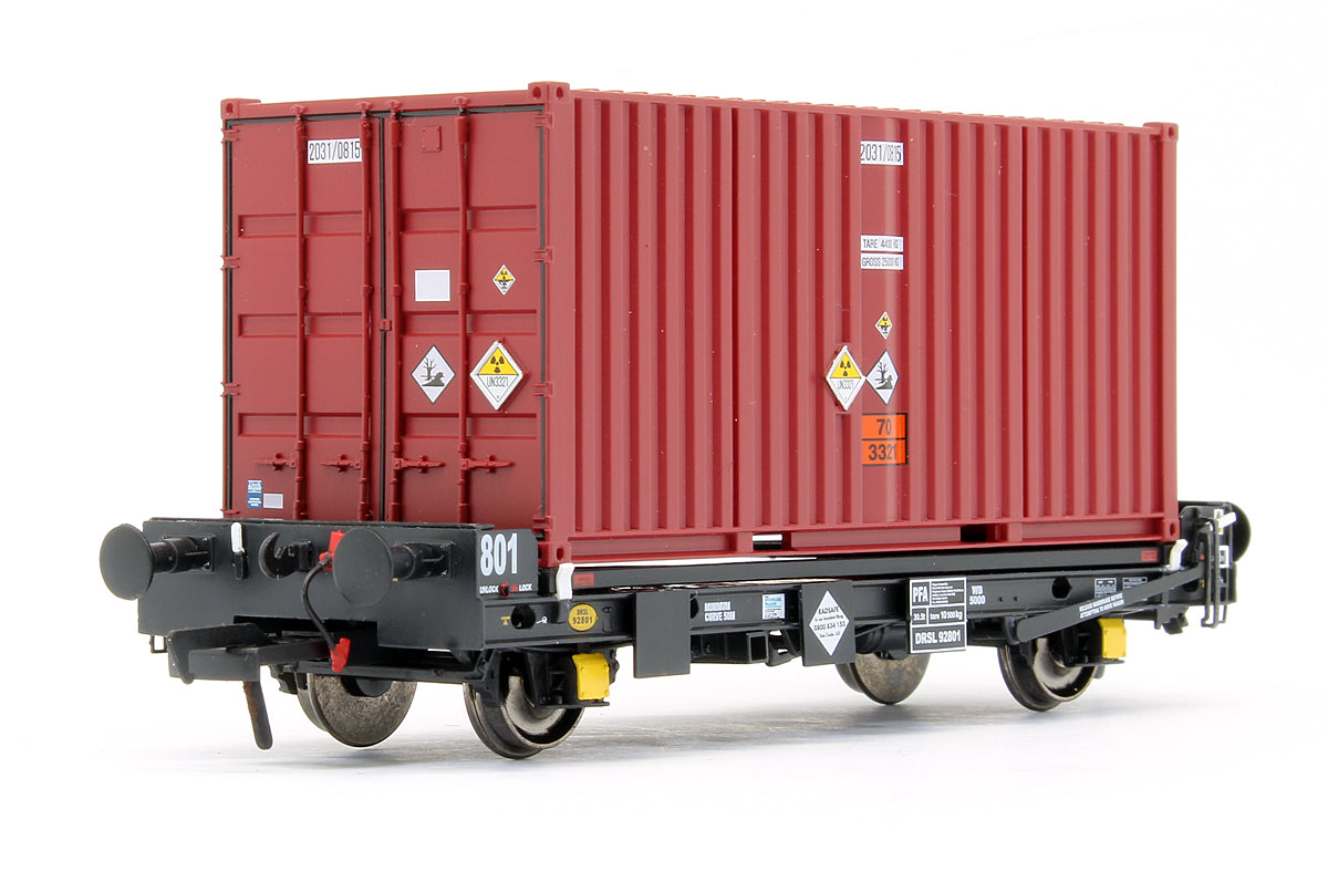 Pre-Owned Set of 3 PFA 2 Axle Container Flat Wagons - DRS LLNW - 2031 Container Pack 6