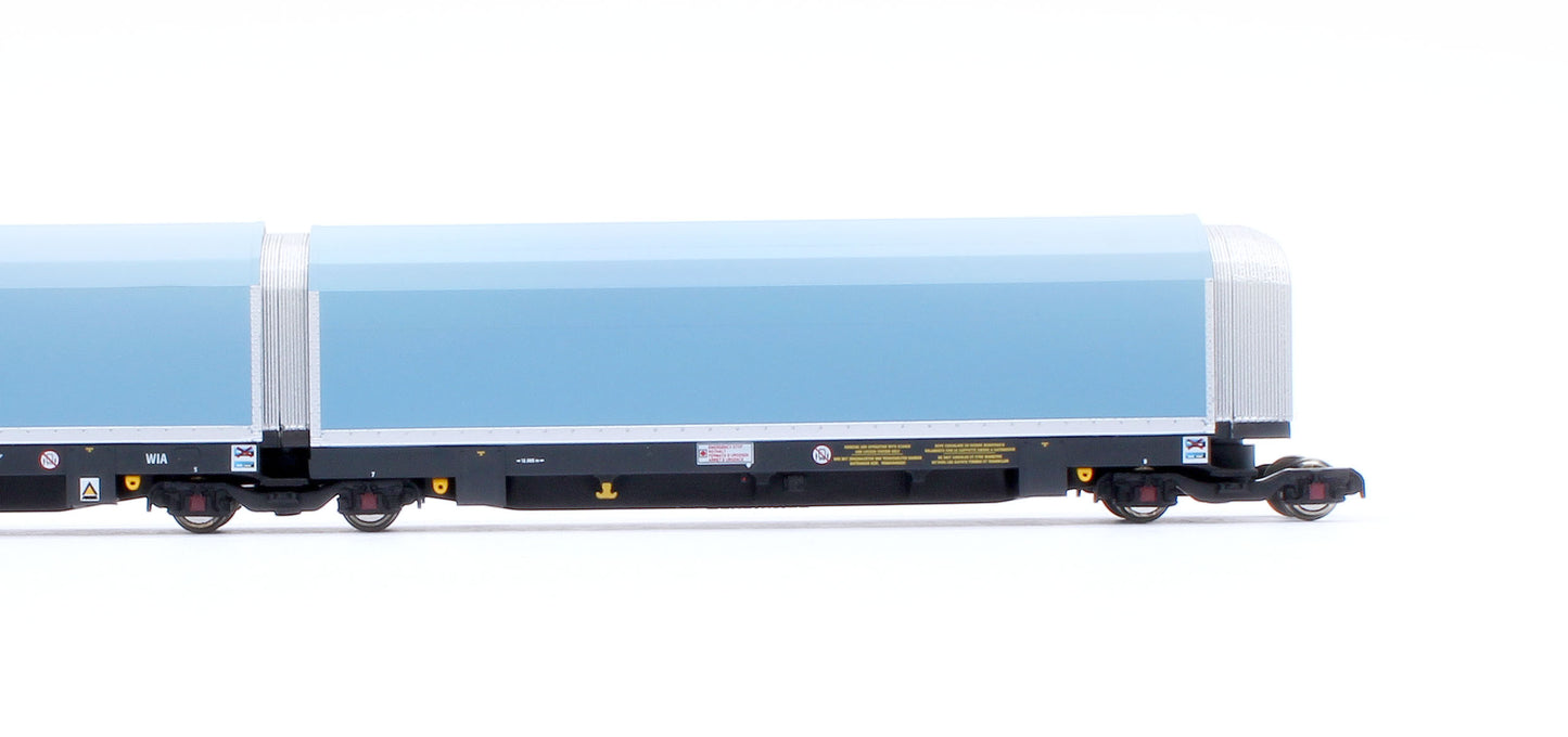 N/2mm 5-car Arbel WIA car carrier plain blue. Wagon number 85 70 4971 044-8