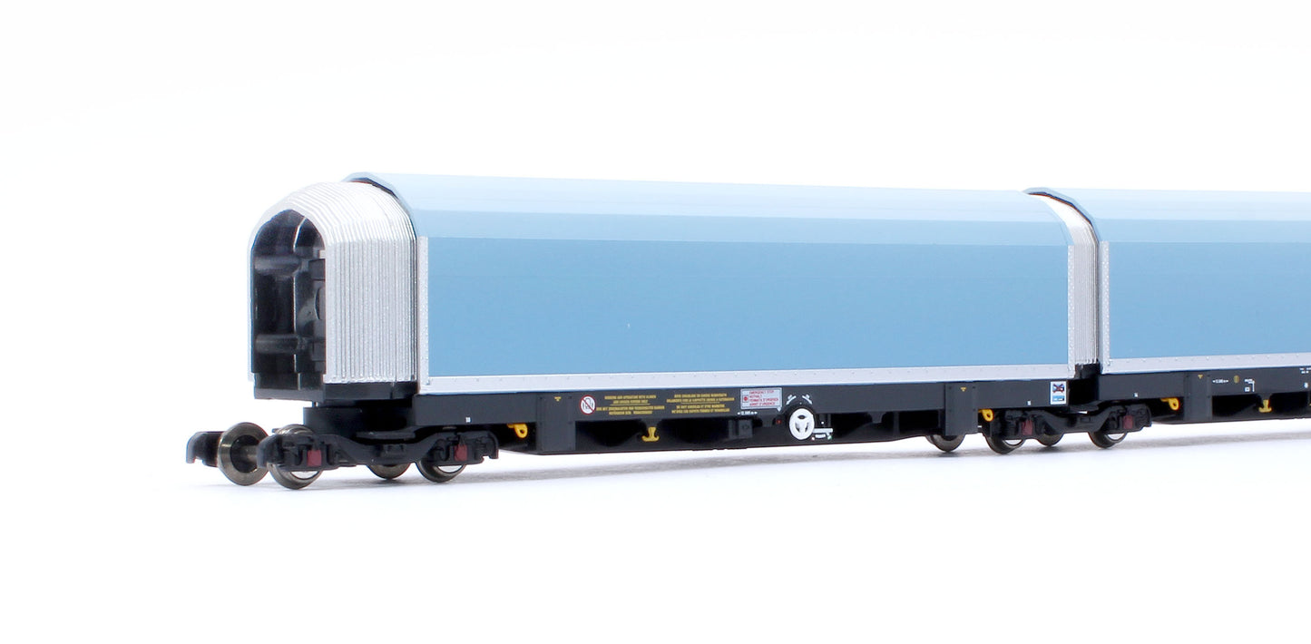 N/2mm 5-car Arbel WIA car carrier plain blue. Wagon number 85 70 4971 044-8