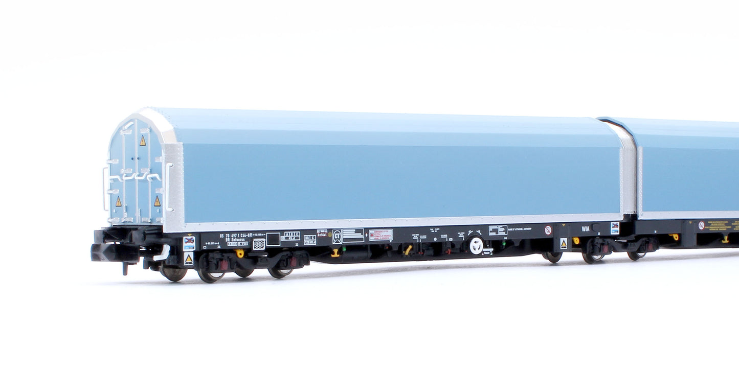 N/2mm 5-car Arbel WIA car carrier plain blue. Wagon number 85 70 4971 044-8