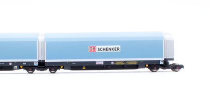 N/2mm 5-car Arbel WIA car carrier with DB Schenker branding. Wagon number 85 70 4971 015-8