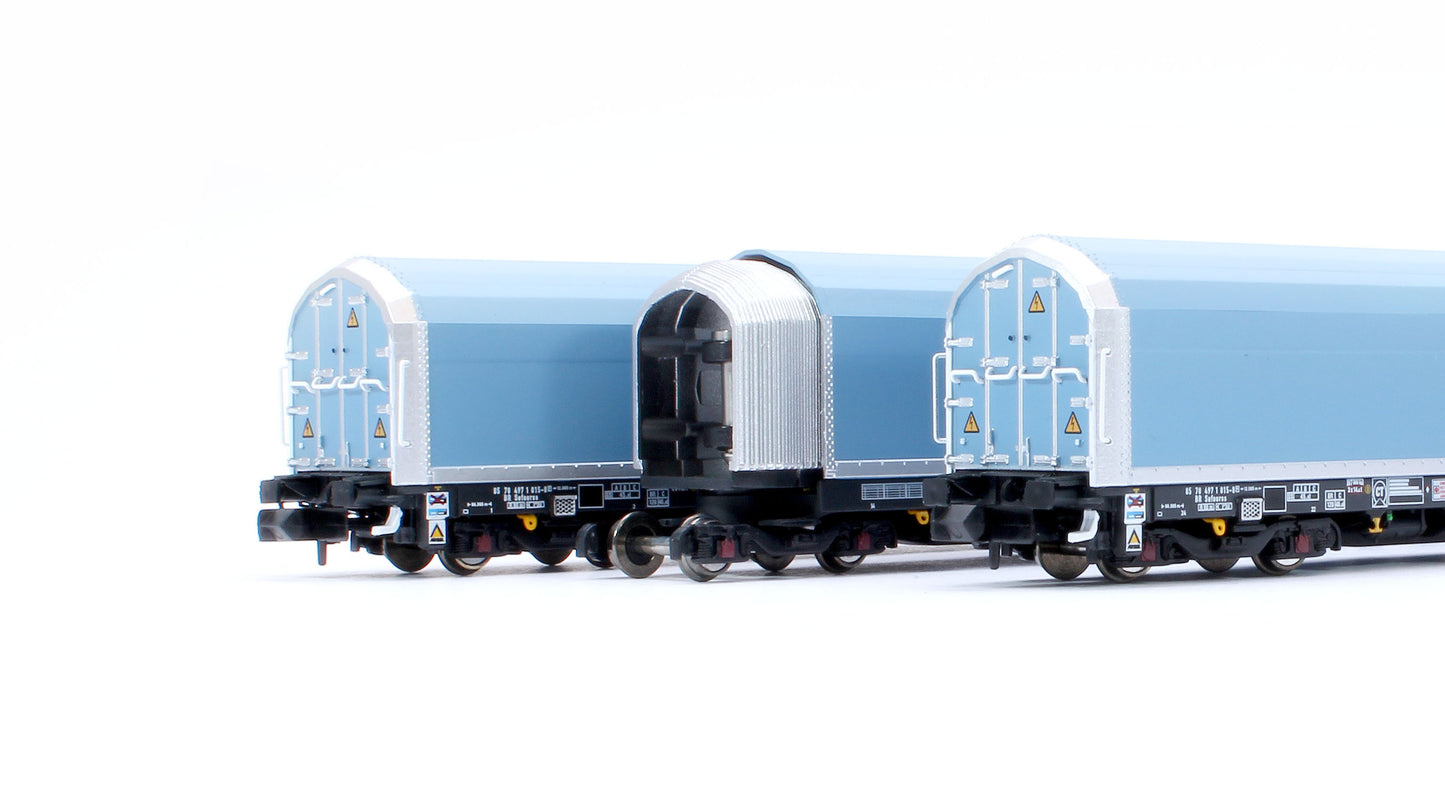N/2mm 5-car Arbel WIA car carrier with DB Schenker branding. Wagon number 85 70 4971 015-8