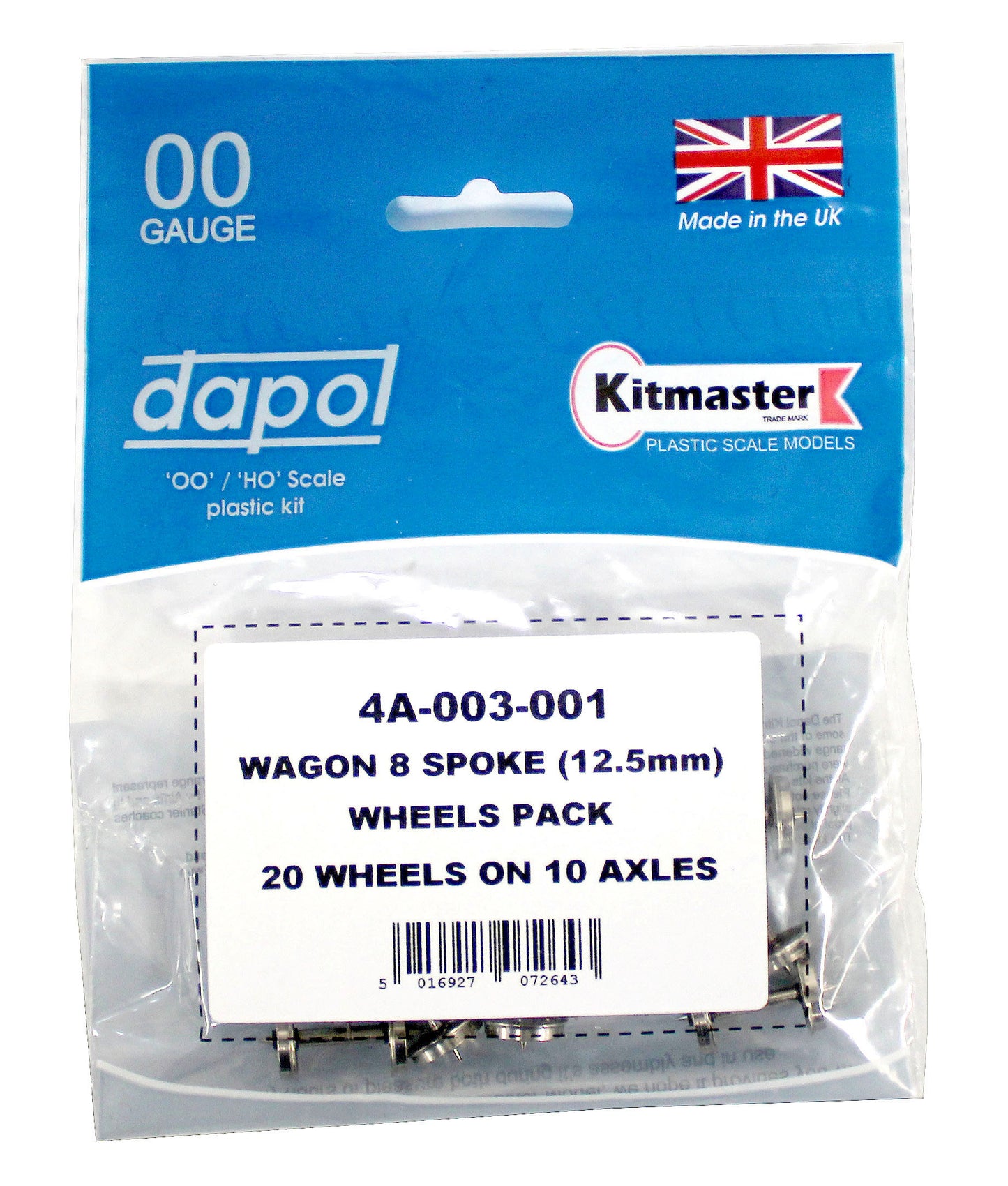 4A-003-001 Wagon 8 Spoke (12.5mm) Wheels Pack 20 wheels on 10 axles