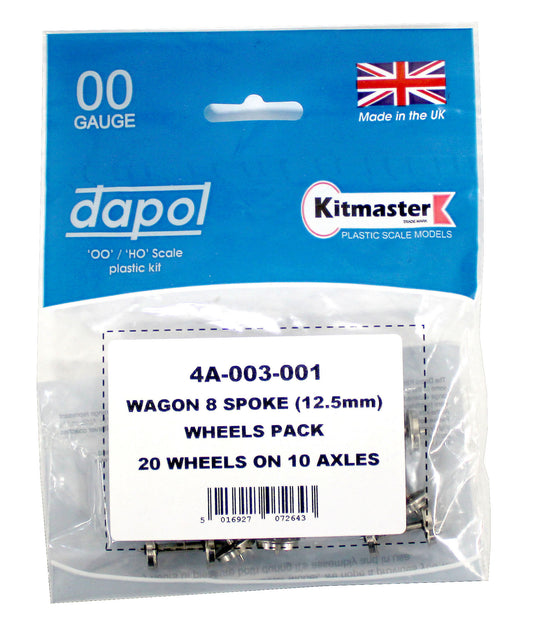 4A-003-001 Wagon 8 Spoke (12.5mm) Wheels Pack 20 wheels on 10 axles