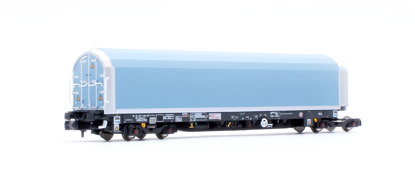 N/2mm 5-car Arbel WIA car carrier with DB Schenker branding. Wagon number 85 70 4971 035-6