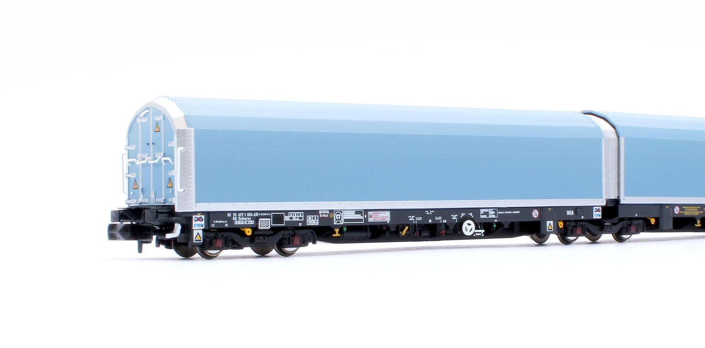 N/2mm 5-car Arbel WIA car carrier with DB Schenker branding. Wagon number 85 70 4971 035-6