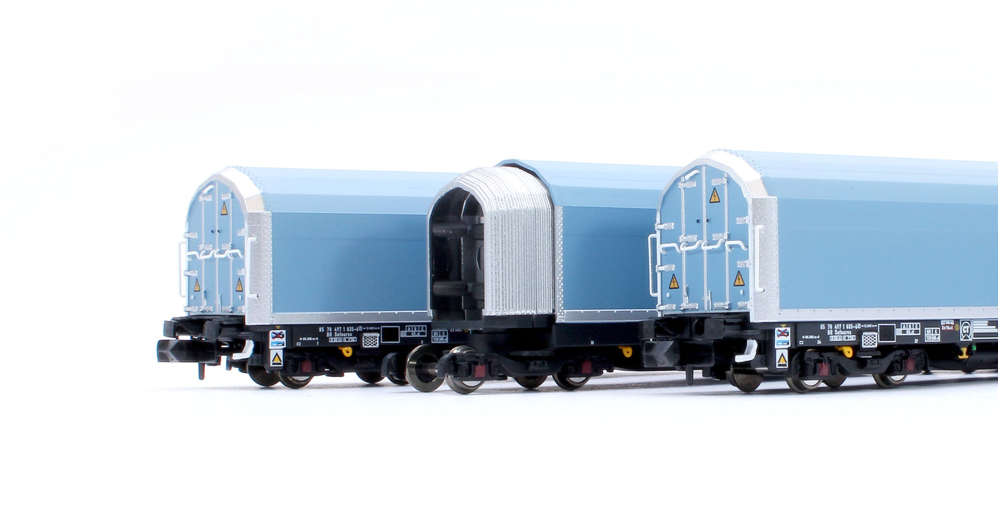 N/2mm 5-car Arbel WIA car carrier with DB Schenker branding. Wagon number 85 70 4971 035-6