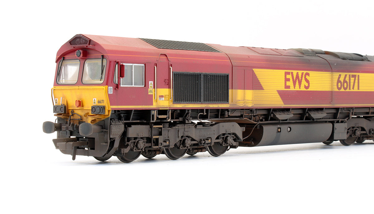 Pre-Owned Class 66171 EWS Livery Diesel Locomotive - Custom Weathered - DCC Sound