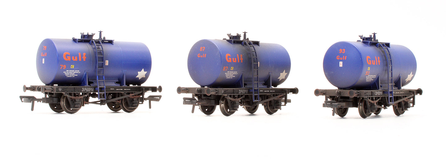 Pre-Owned 38-776Z Set Of 3 14T Ton Anchor-Mounted Tank Wagons 'Gulf' - Custom Weathered