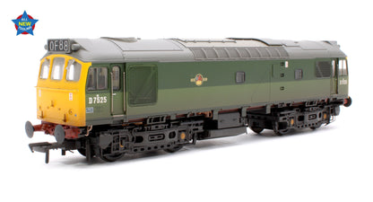 Class 25/2 D7525 BR Two-Tone Green (Full Yellow Ends) Diesel Locomotive - Weathered