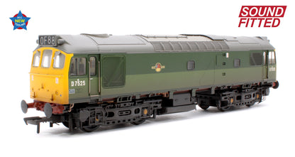 Class 25/2 D7525 BR Two-Tone Green (Full Yellow Ends) Diesel Locomotive - DCC Sound & Weathered