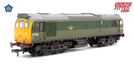 Class 25/2 D7525 BR Two-Tone Green (Full Yellow Ends) Diesel Locomotive - DCC Sound Deluxe & Weathered