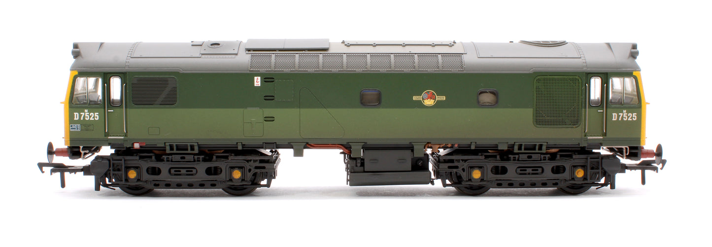 Class 25/2 D7525 BR Two-Tone Green (Full Yellow Ends) Diesel Locomotive - Weathered