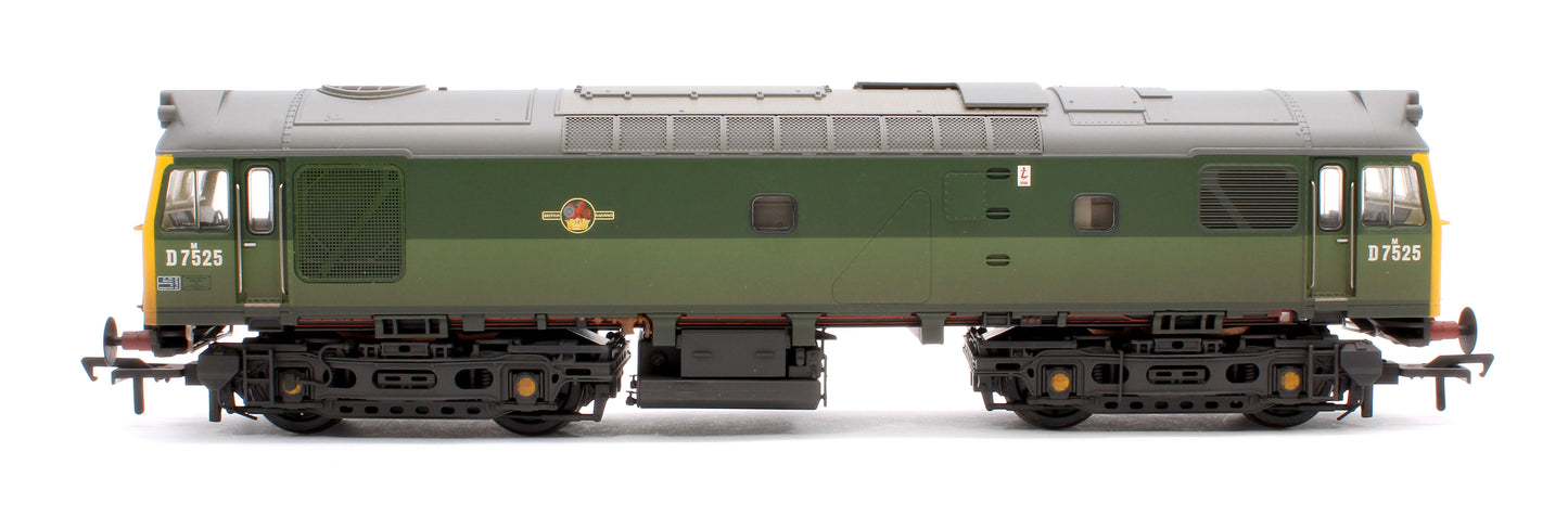 Class 25/2 D7525 BR Two-Tone Green (Full Yellow Ends) Diesel Locomotive - Weathered