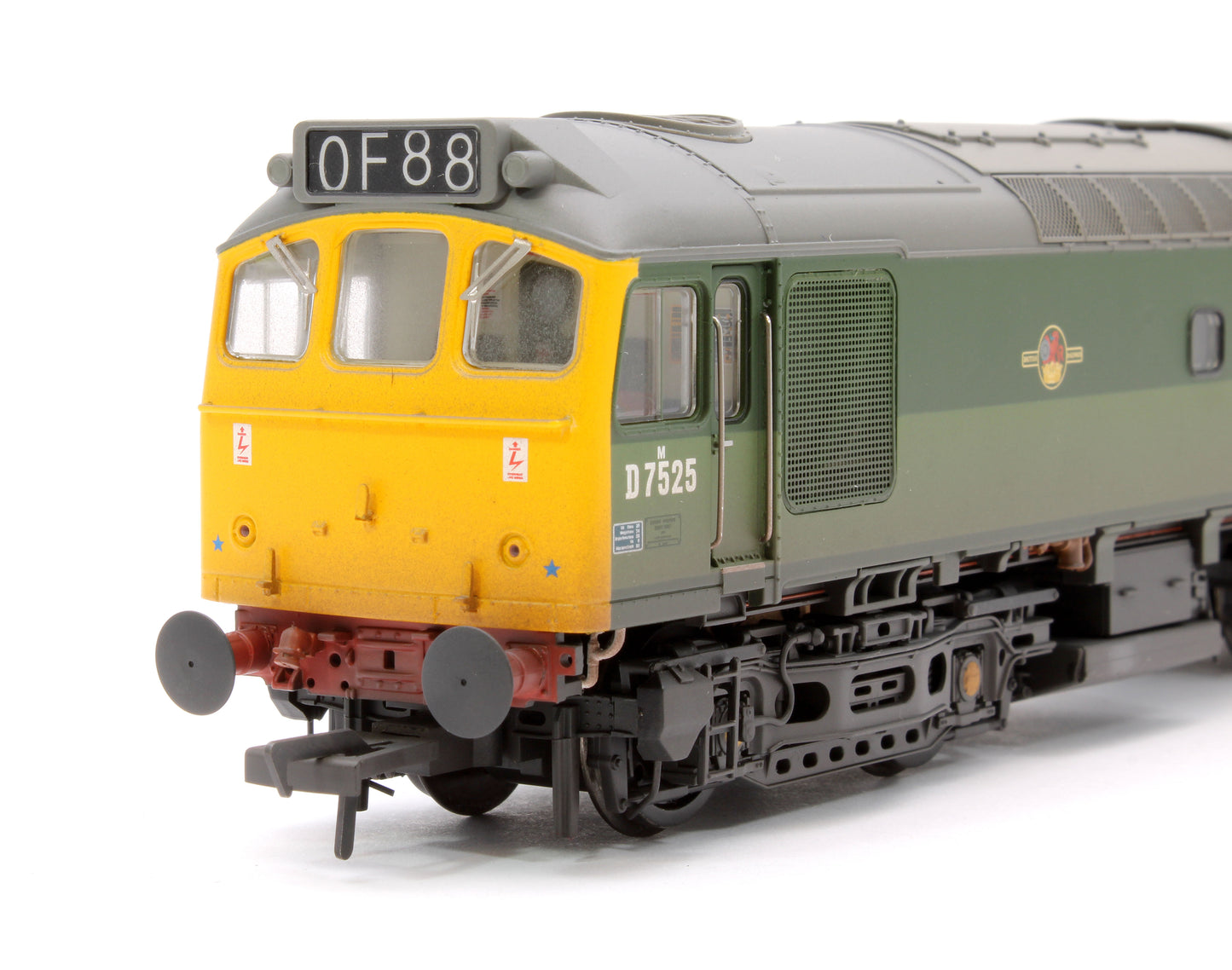 Class 25/2 D7525 BR Two-Tone Green (Full Yellow Ends) Diesel Locomotive - Weathered