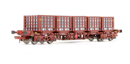 Pre-Owned IRM1077-C CIE / Irish Rail 42ft Bogie Flat Wagon Red Oxide With Beer Kegs - Twin Pack