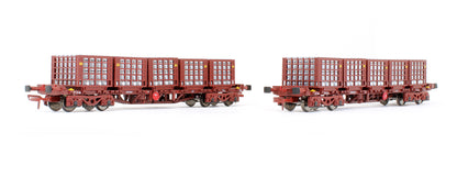 Pre-Owned IRM1078-D CIE / Irish Rail 42ft Bogie Flat Wagon Red Oxide With Beer Kegs - Twin Pack
