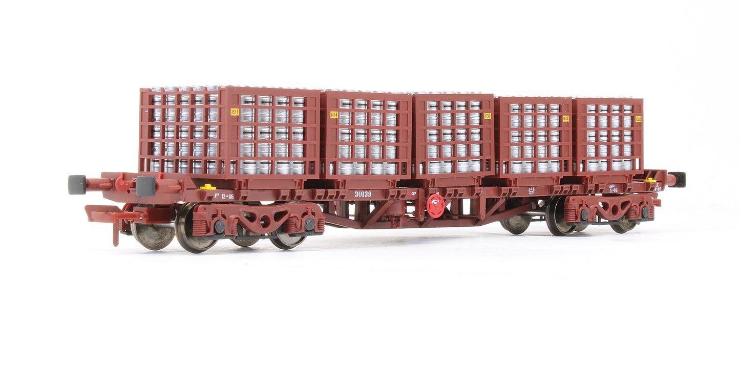 Pre-Owned IRM1078-D CIE / Irish Rail 42ft Bogie Flat Wagon Red Oxide With Beer Kegs - Twin Pack