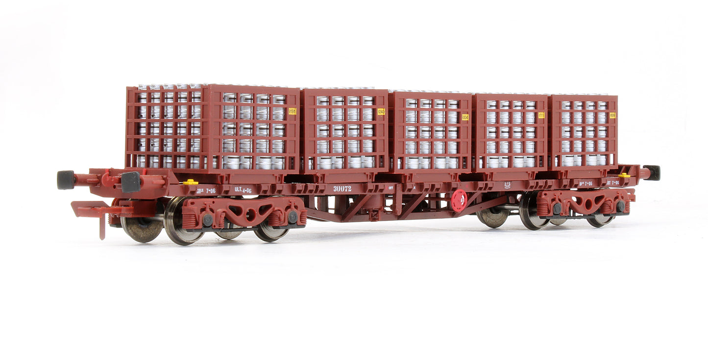 Pre-Owned IRM1078-D CIE / Irish Rail 42ft Bogie Flat Wagon Red Oxide With Beer Kegs - Twin Pack