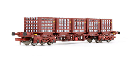 Pre-Owned IRM1078-D CIE / Irish Rail 42ft Bogie Flat Wagon Red Oxide With Beer Kegs - Twin Pack