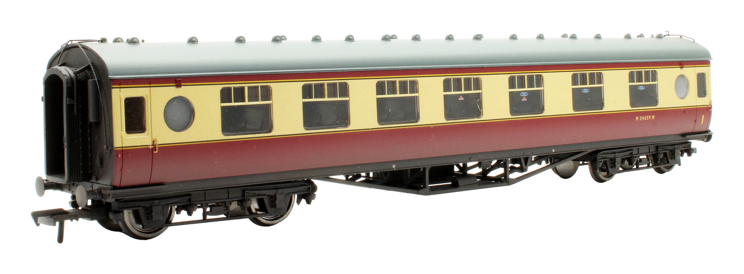 Pre-Owned 39-456A LMS 60ft 'Porthole' First Corridor Coach in BR Crimson & Cream 'M24659M' - Weathered