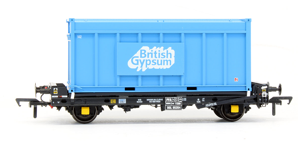 Pre-Owned Set of 3 PFA Container Wagons With British Gypsum Blue Containers