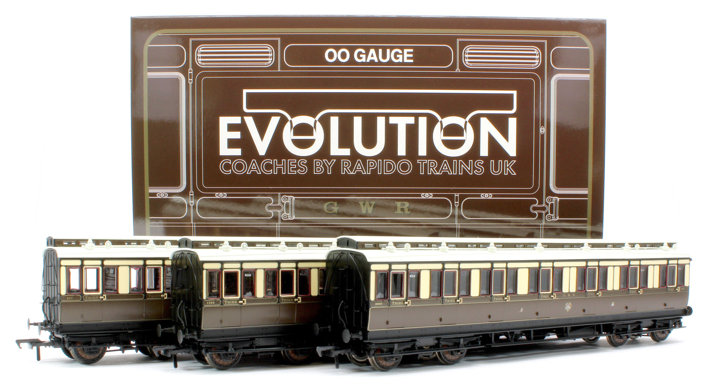 978013 48' GWR ‘Evolution’ Bogie Coach Non-Corridor Carriage No.837, No.1356 & No.8087 3-Pack