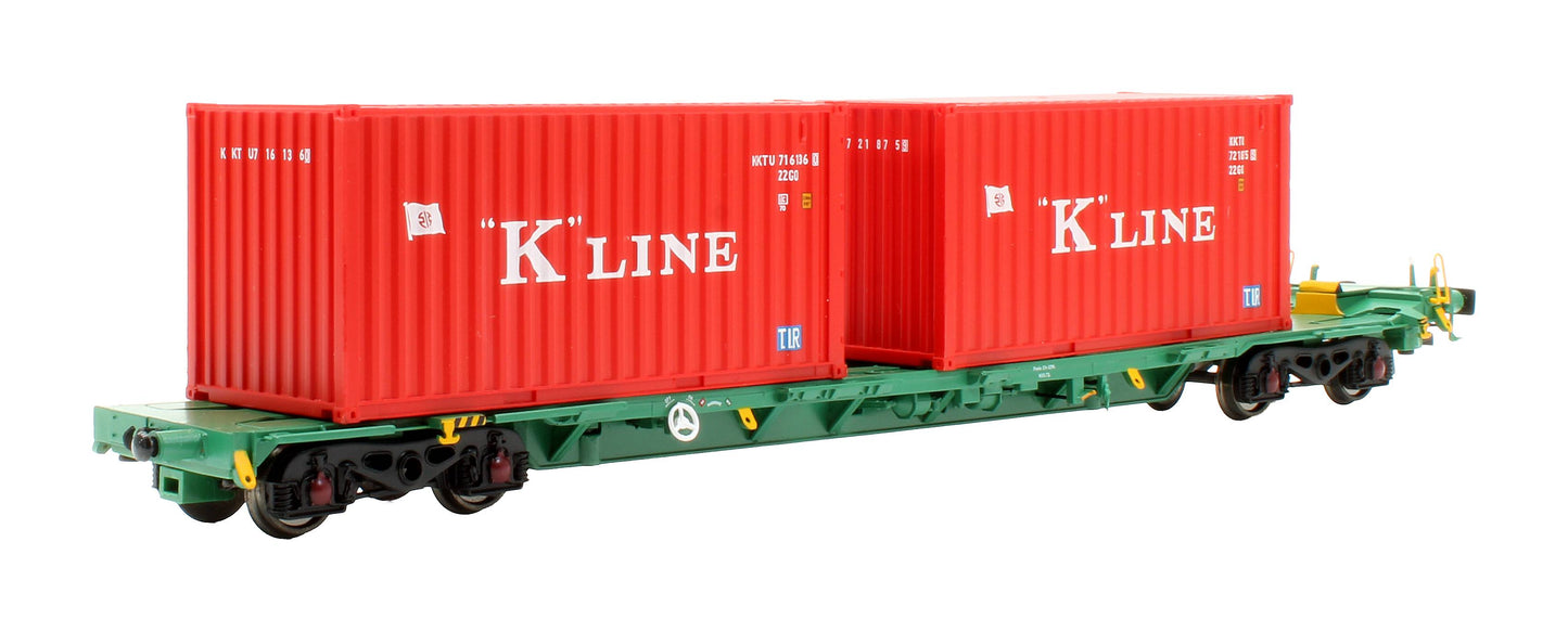 Pre-Owned 37-320A Intermodal Bogie Wgons with 2x Containers K-LINE & MOL