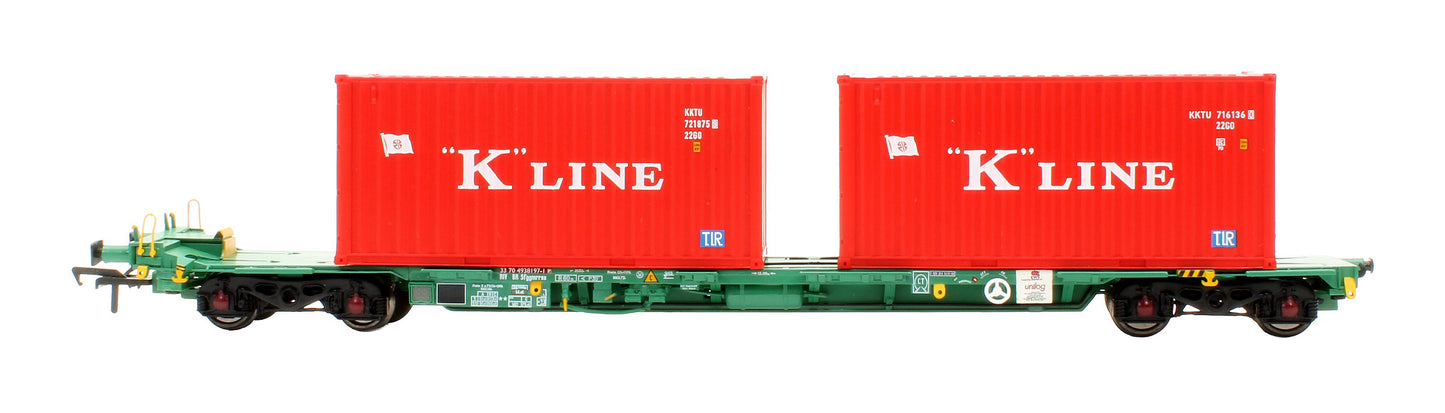 Pre-Owned 37-320A Intermodal Bogie Wgons with 2x Containers K-LINE & MOL