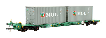 Pre-Owned 37-320A Intermodal Bogie Wgons with 2x Containers K-LINE & MOL