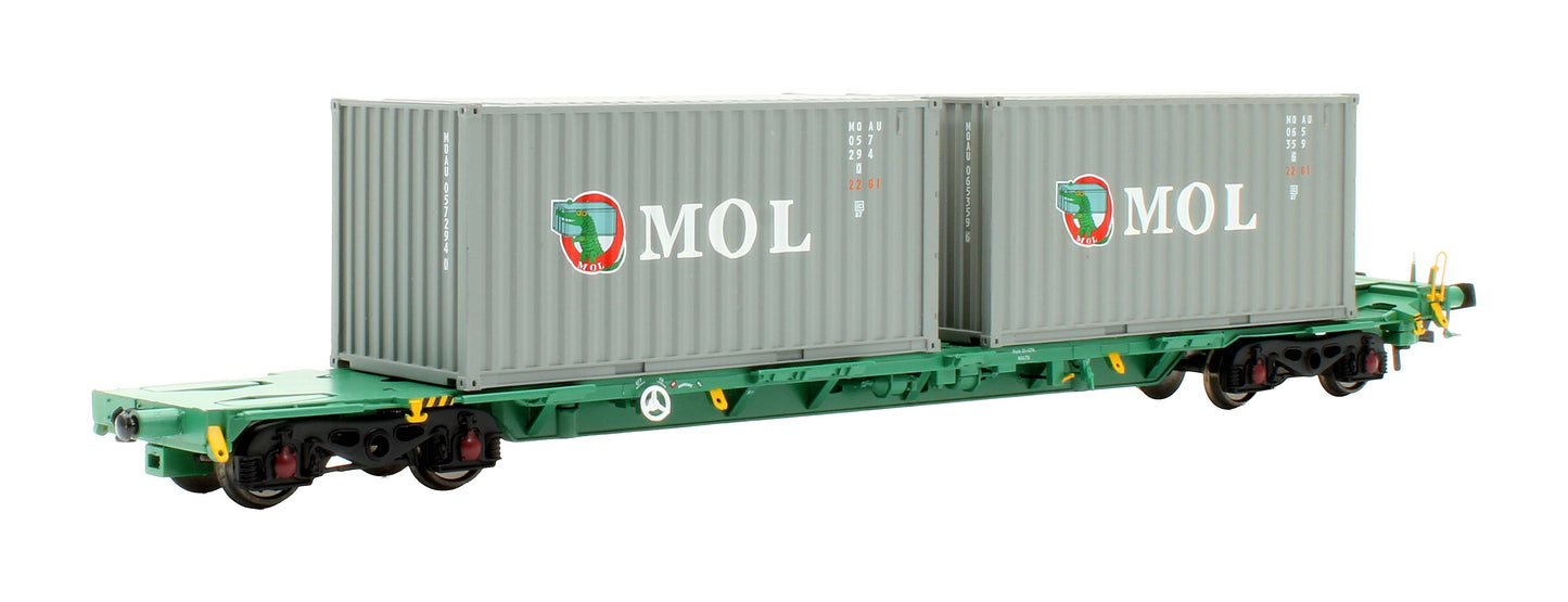 Pre-Owned 37-320A Intermodal Bogie Wgons with 2x Containers K-LINE & MOL