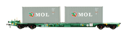 Pre-Owned 37-320A Intermodal Bogie Wgons with 2x Containers K-LINE & MOL