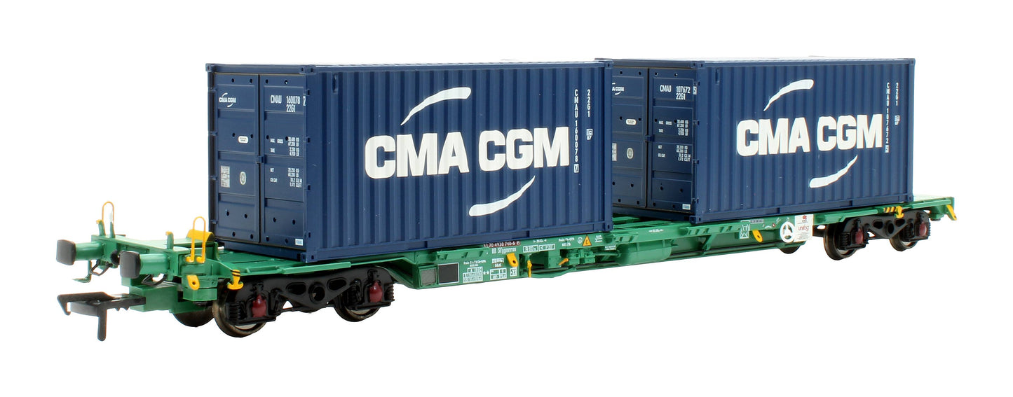Pre-Owned 37-321A Intermodal Bogie Wgons with 2x Containers CMA CGM & Hyundai