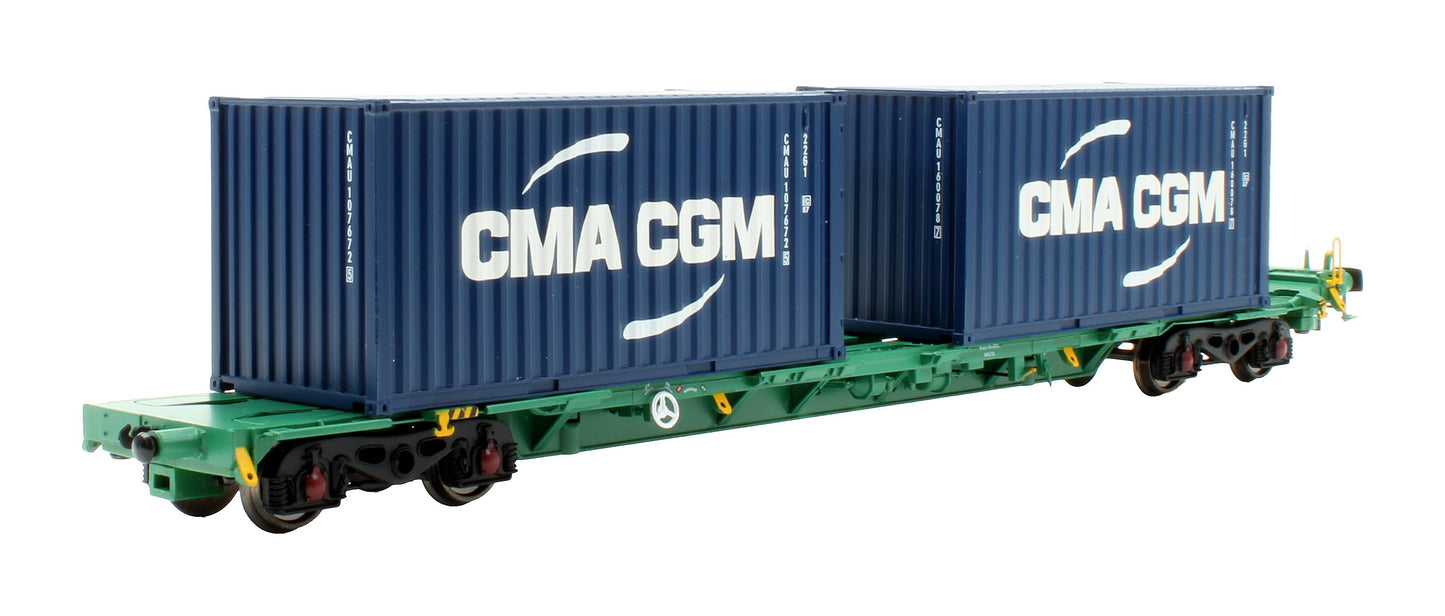 Pre-Owned 37-321A Intermodal Bogie Wgons with 2x Containers CMA CGM & Hyundai