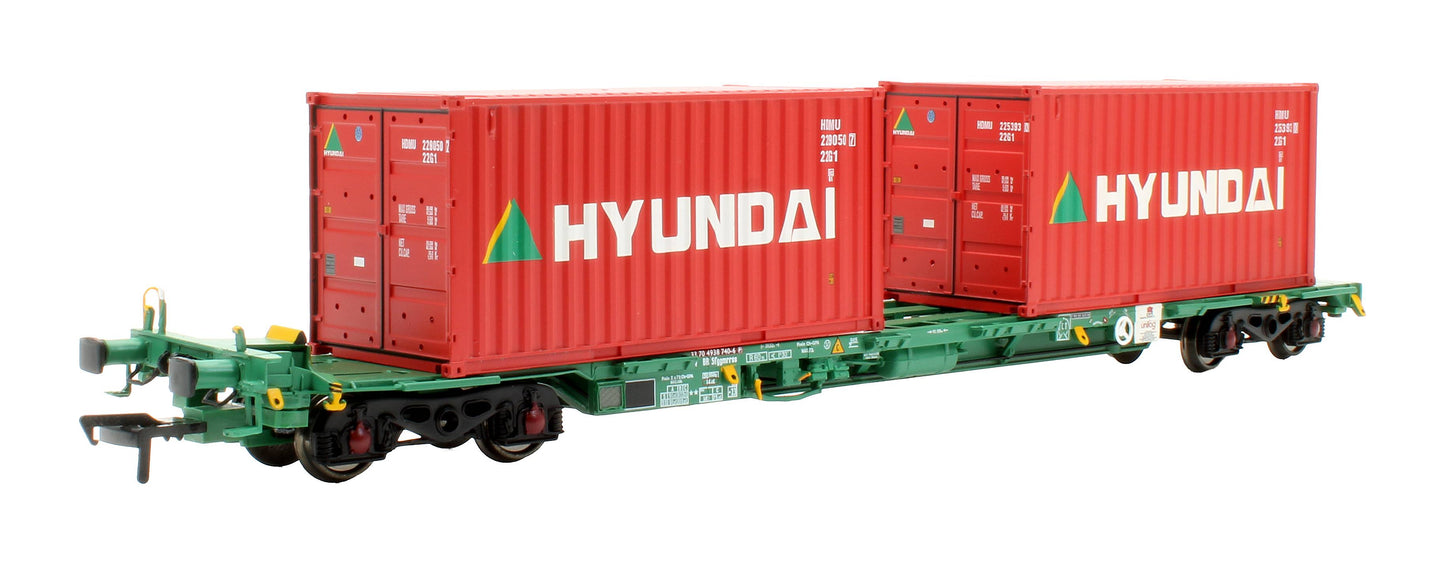 Pre-Owned 37-321A Intermodal Bogie Wgons with 2x Containers CMA CGM & Hyundai
