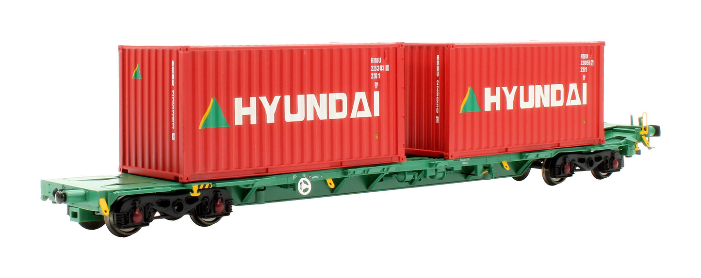 Pre-Owned 37-321A Intermodal Bogie Wgons with 2x Containers CMA CGM & Hyundai