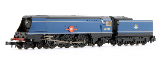 Pre-Owned 372-310 Merchant Navy Class 'East Asiatic Company' BR Express Blue Early Emblem 35024 Steam Locomotive - DCC Fitted