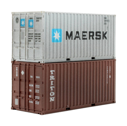 Pre-Owned 4F-028-052 20ft Maersk & Triton '729572-1 & 150118' Twin Pack - Weathered