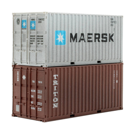 Pre-Owned 4F-028-052 20ft Maersk & Triton '729572-1 & 150118' Twin Pack - Weathered