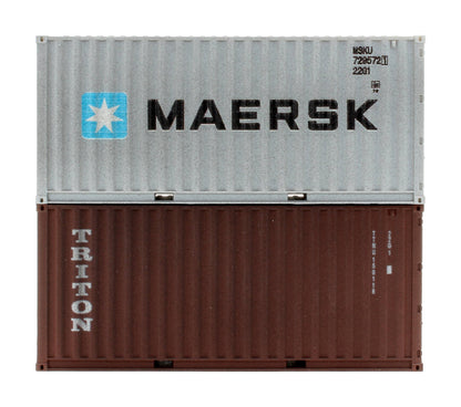 Pre-Owned 4F-028-052 20ft Maersk & Triton '729572-1 & 150118' Twin Pack - Weathered