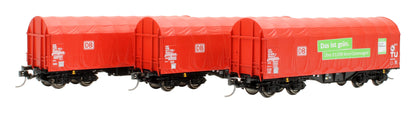 Pre-Owned 76011 3-Piece Set: DB Sliding Tarpaulin Wagons, Type Shimmns, DB '31 80 4776 012-3, 31 80 4776 254-1 & 31 80 4776 509-8'